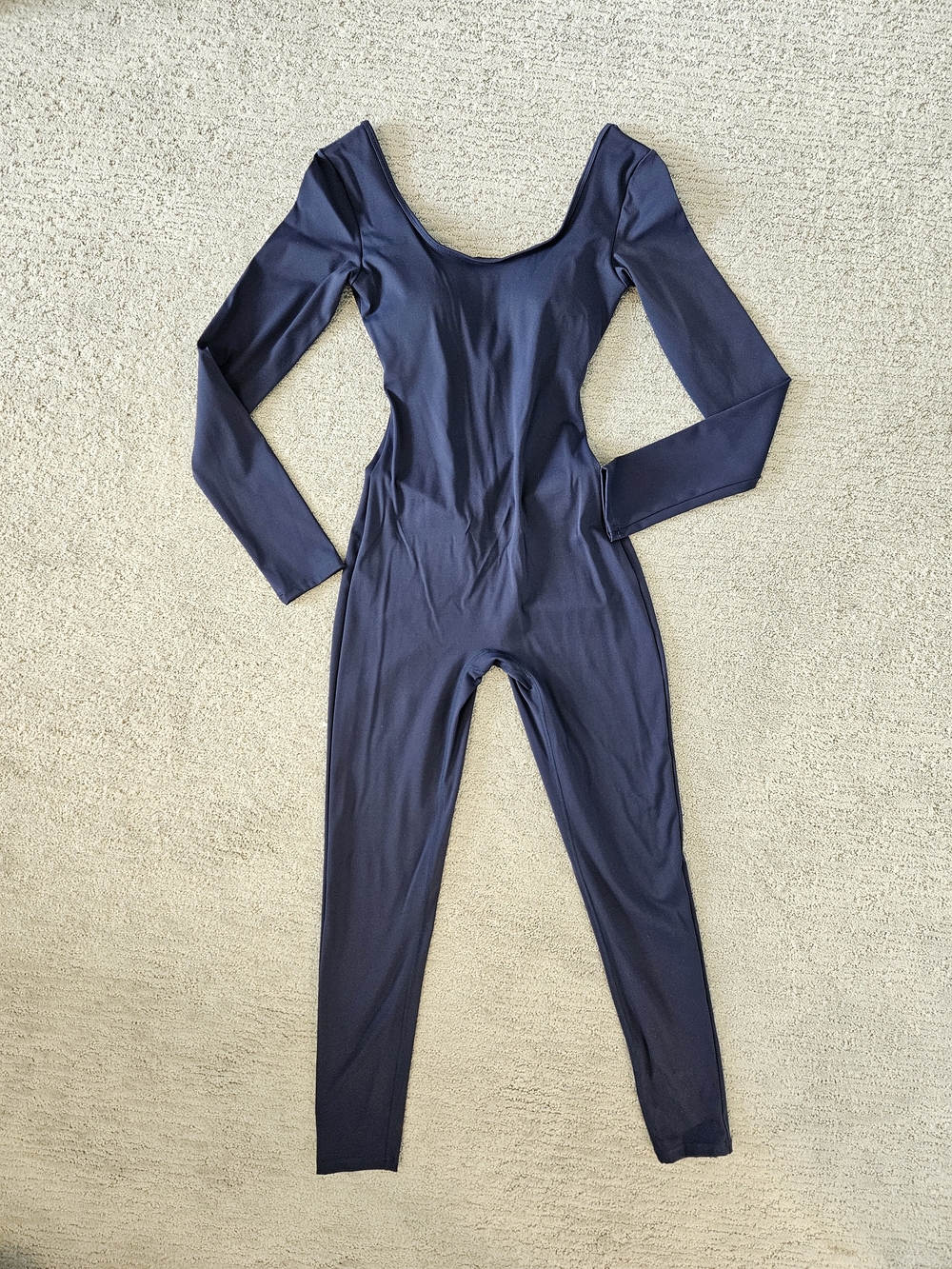 Long Sleeve Navy Bodysuit With Built-in Padded Bra